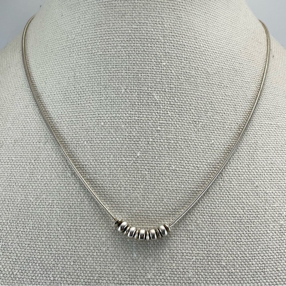Italy 925 Sterling Silver Snake Chain Silver Beaded Dainty Trendy Necklace